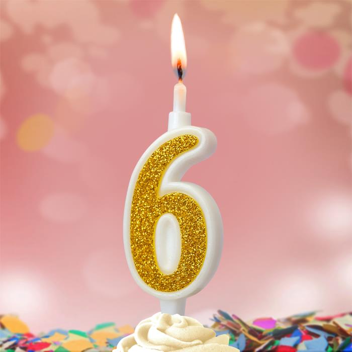 свеча тортовая 6 "суперблеск" золото