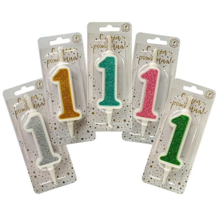 свеча тортовая 1 "суперблеск" микс