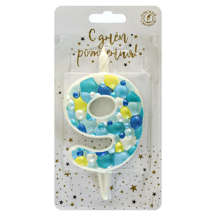 свеча тортовая 9 "Пузырьки" микс