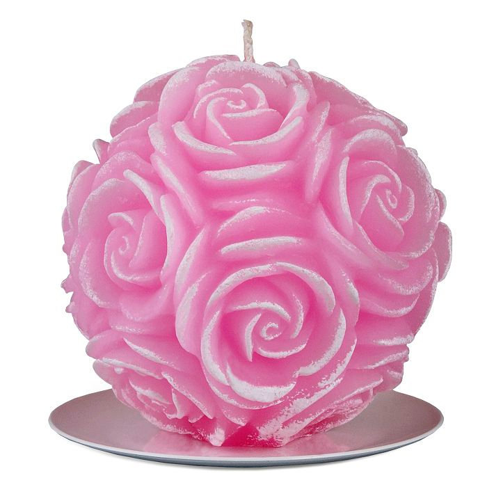 свеча шар в розах розовый