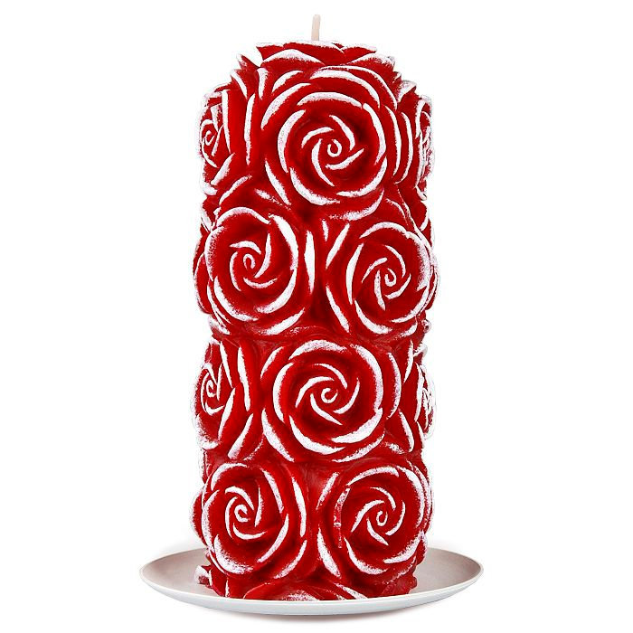 свеча пенек в розах бордо