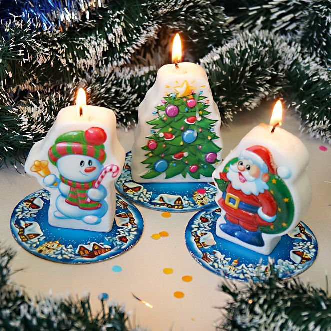 свеча-барельеф  "новогоднее предсказание" микс