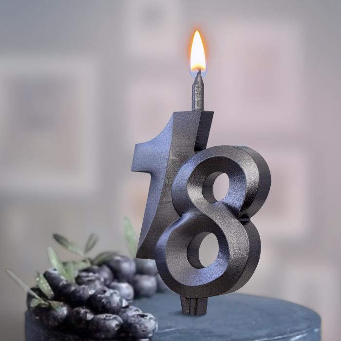 свеча тортовая витая юбилейная 18 "мокрый асфальт"