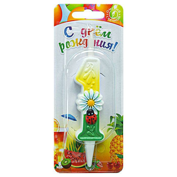 свеча тортовые цифры с ромашками 1