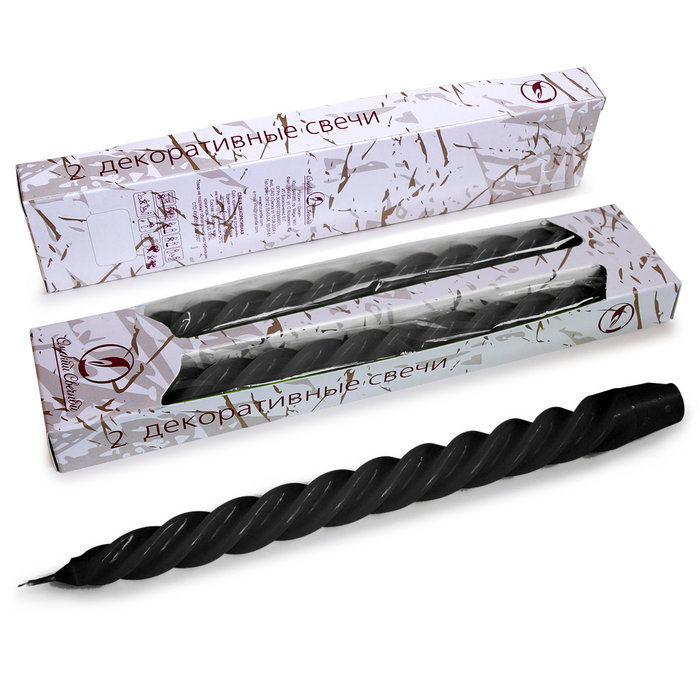 свеча витая 2 шт черная