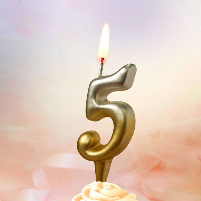 свечи тортовые цифры "золото-серебро" 5