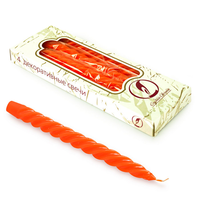 свеча витая 4 шт оранжевая