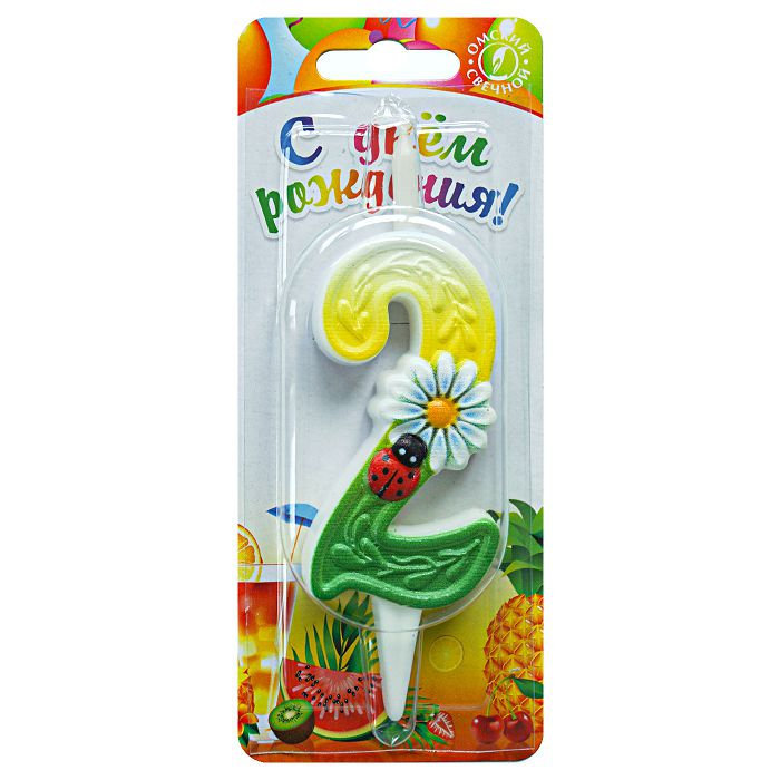 свеча тортовые цифры с ромашками 2