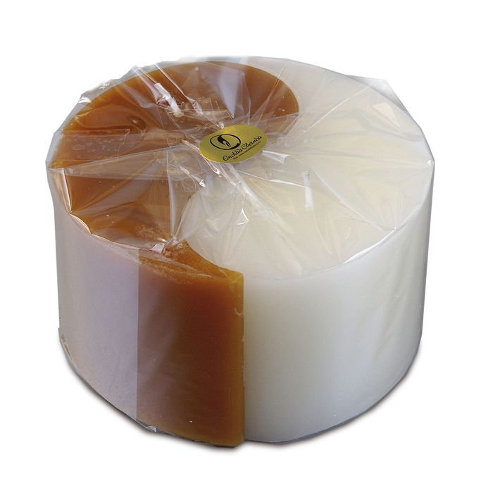 свеча двудольная призма Инь-Янь d125h75 слоновая кость/коричн