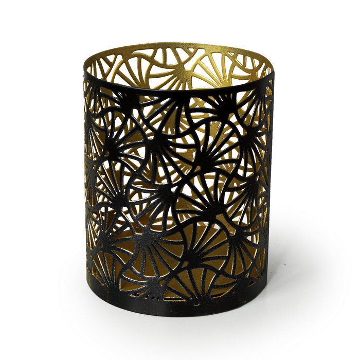 подсвечник "цилиндр № 4" цвет черный с золотом