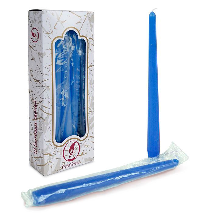 свеча античная 10 шт синяя