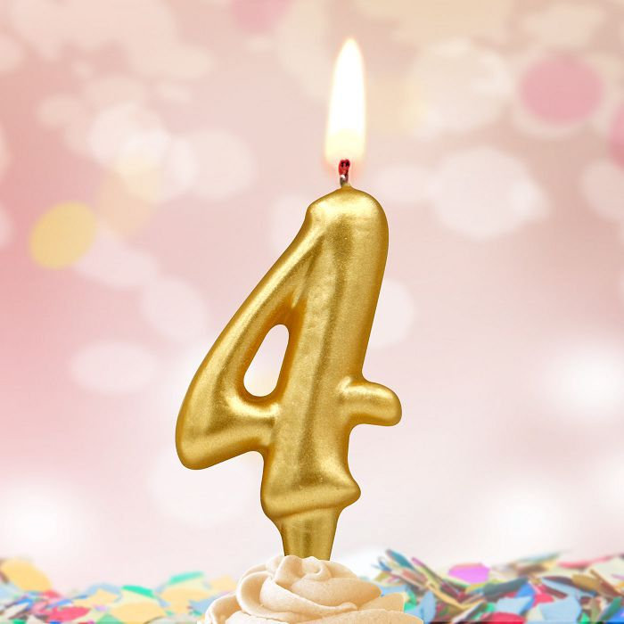 свеча тортовые цифры "золотые" 4