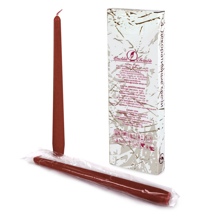 свеча античная 4 шт коричневая