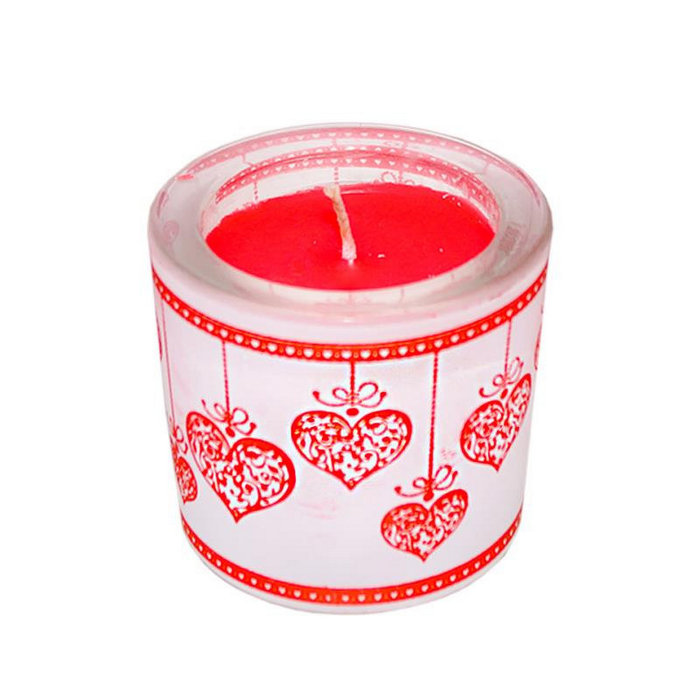 свеча в стекле "подвески" арома роза