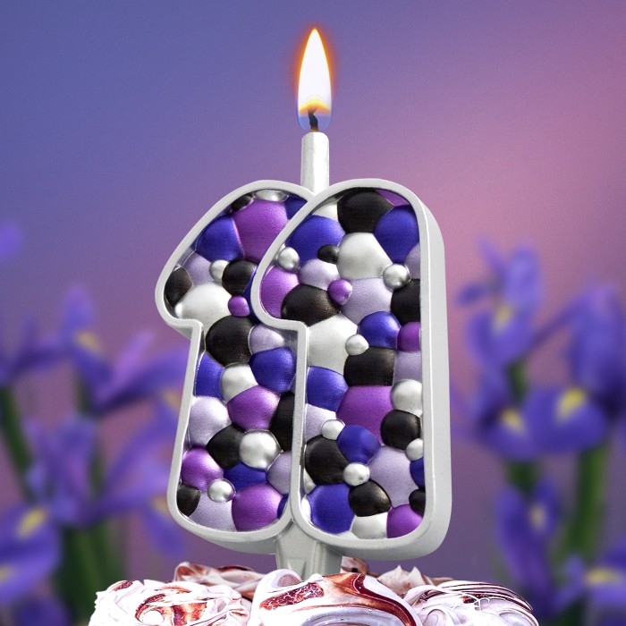 свеча тортовая  11 "пузырьки  серебро"