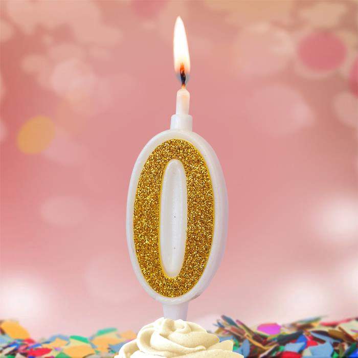свеча тортовая 0 "суперблеск" золото