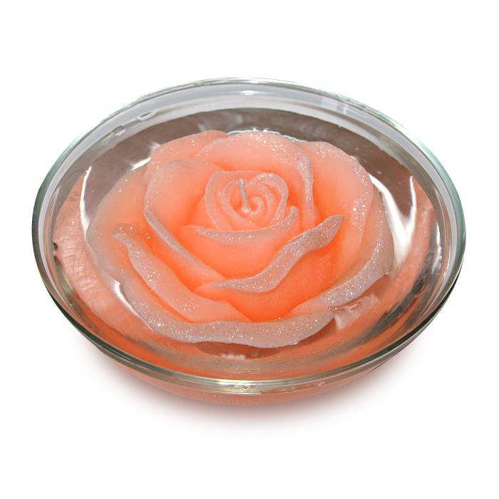 свеча роза оранжевая плавающая
