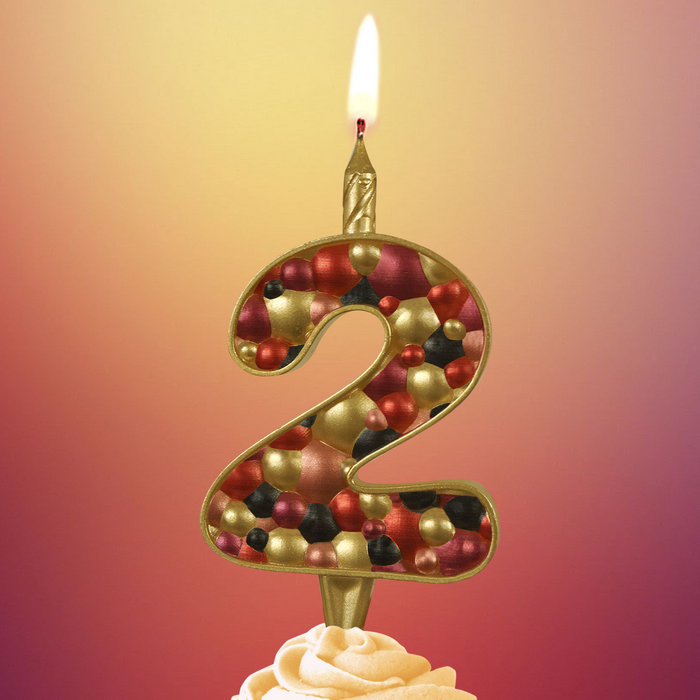 свеча тортовая 2 "Пузырьки" золото