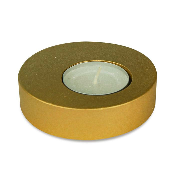 подсвечник гипсовый под чайную свечу "шайба" золото