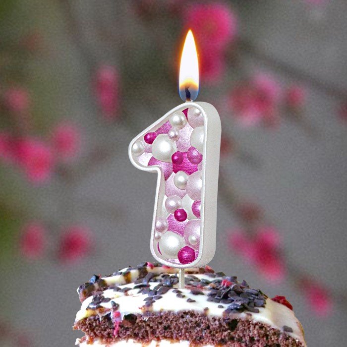 свеча тортовая "пузырьки" мал 1 розовая