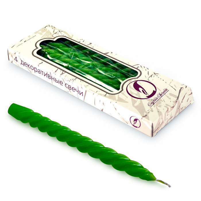 свеча витая 4 шт темно-зеленая