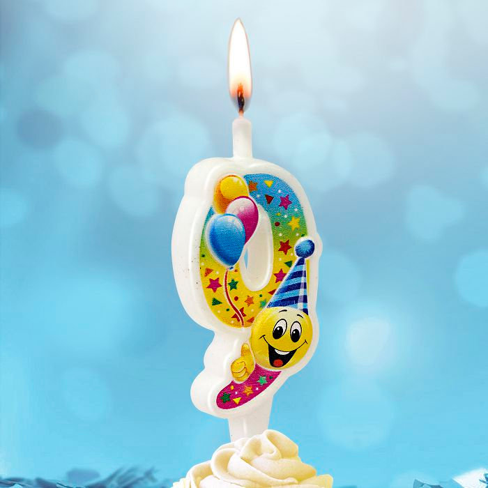 свеча тортовая "Смайлик с шарами" 9