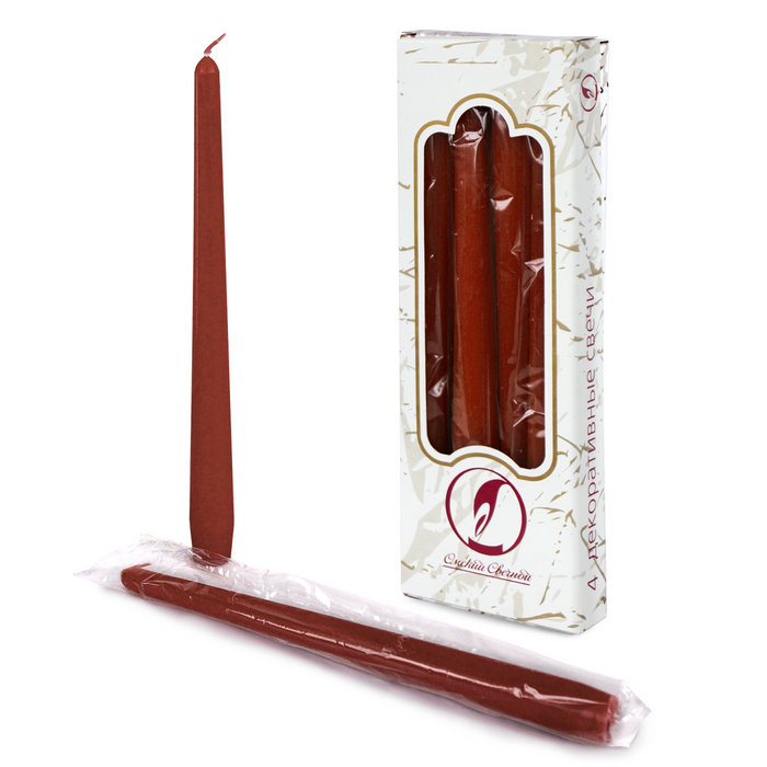 свеча античная 4 шт коричневая