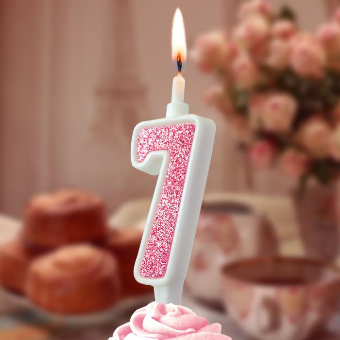 свеча тортовая 7 "суперблеск" розовый
