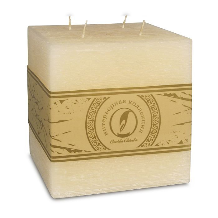 свеча куб 125 4 фитиля кремовый