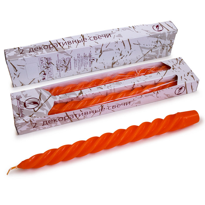 свеча витая 2 шт оранжевая
