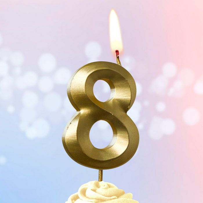 свеча тортовая на шпажке 8 "Золотые витые"