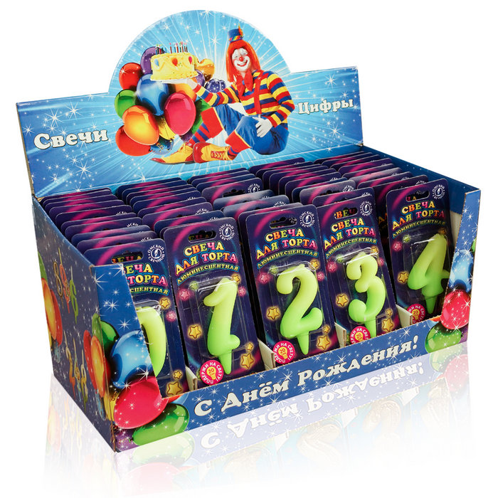 шоу-бокс со свечами  (цифры) люминесцентные