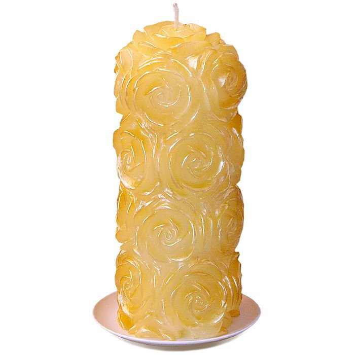 свеча пенек в розах золотой