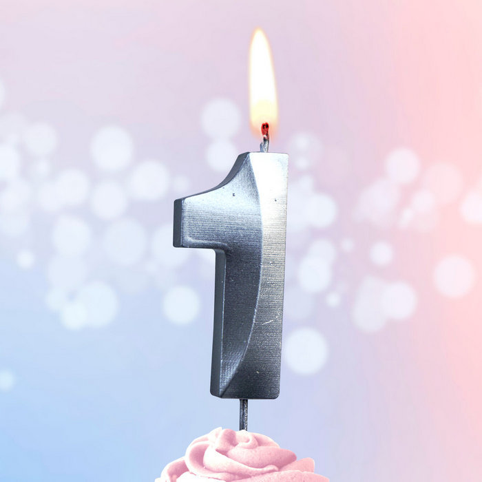 свеча тортовая на шпажке 1 "Витые серебро"