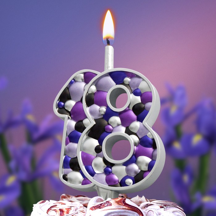 свеча тортовая  18 "пузырьки  серебро"