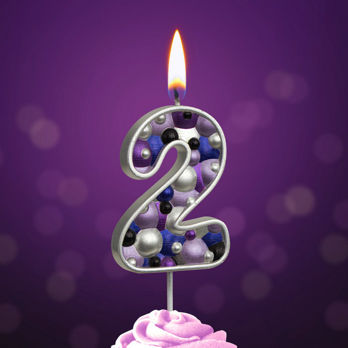 свеча тортовая "пузырьки" мал 2 серебро