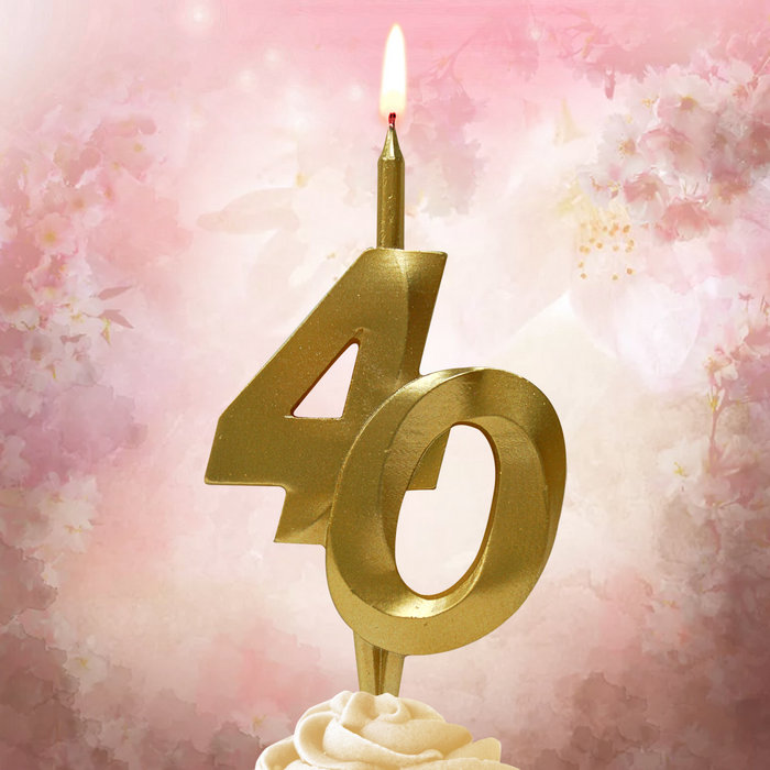 свеча тортовая витая юбилейная 40 "золотая"