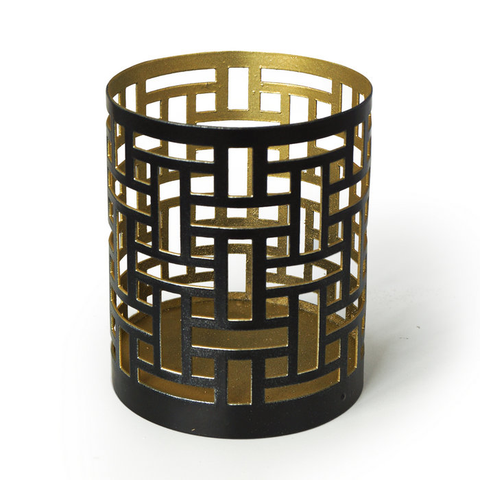 подсвечник "цилиндр № 1" цвет черный с золотом