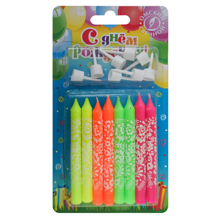 свечи тортовые классические 8  "цветочки"