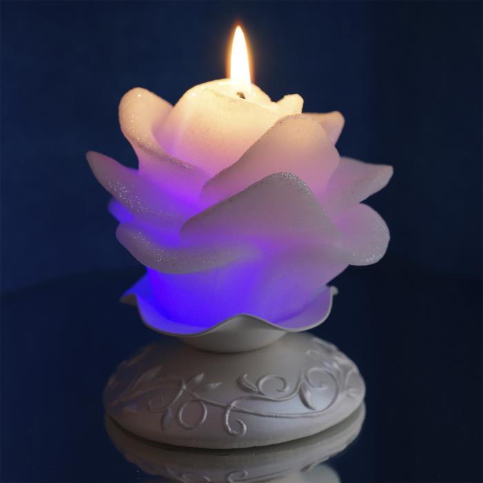 свеча мигающая хамелеон Роза на подсвеч. аромат.