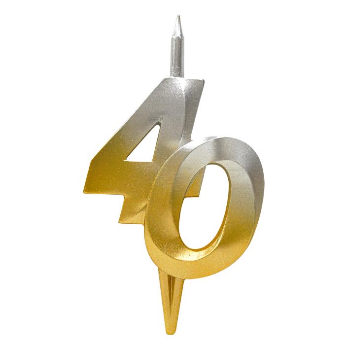 свеча тортовая витая юбилейная 40 "серебро-золото"