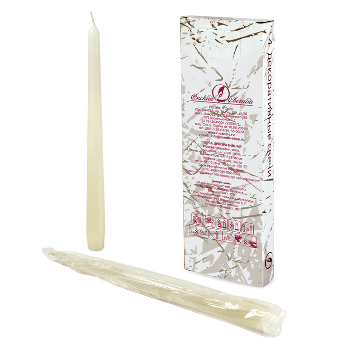 свеча античная 4 шт сл. кость