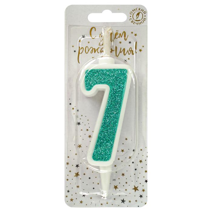 свеча тортовая 7 "суперблеск" голубой