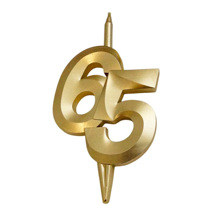 свеча тортовая витая юбилейная 65 "золотая"