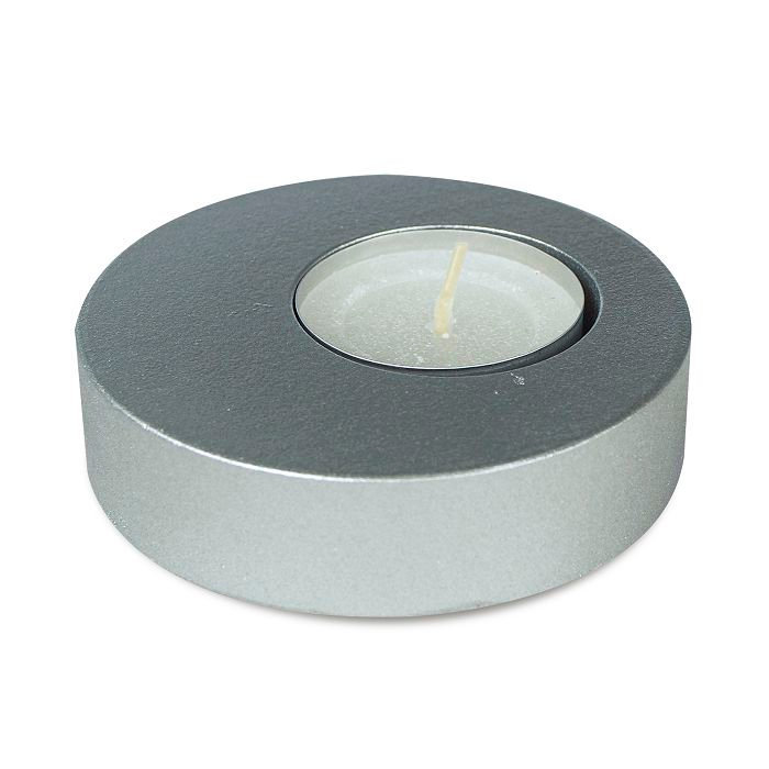 подсвечник гипсовый под чайную свечу "шайба" серебро