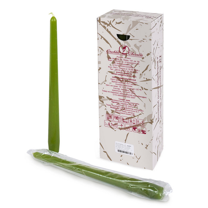 свеча античная 12 шт оливковая