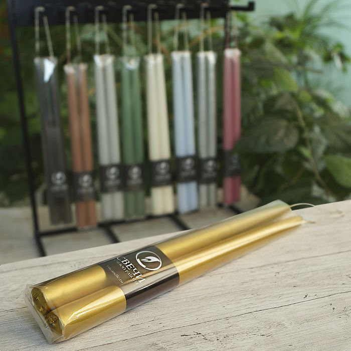 свеча античная ручной работы 2 шт 30 см (золотая)