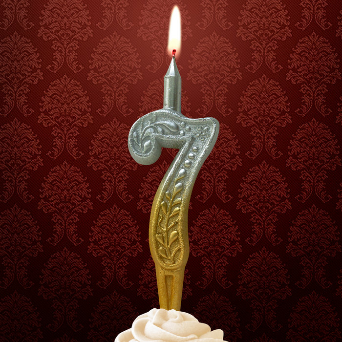 свеча тортовая 7 узорная "серебро-золото"