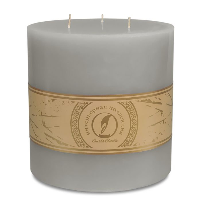 свеча цилиндр d150h150 3 фитиля дымчато-голубой