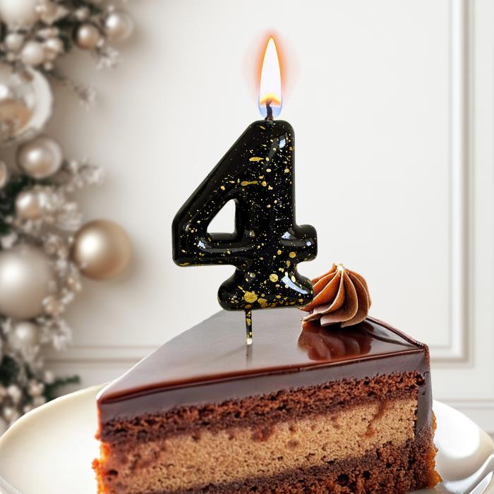 свечи цифры "черные брызги" 4